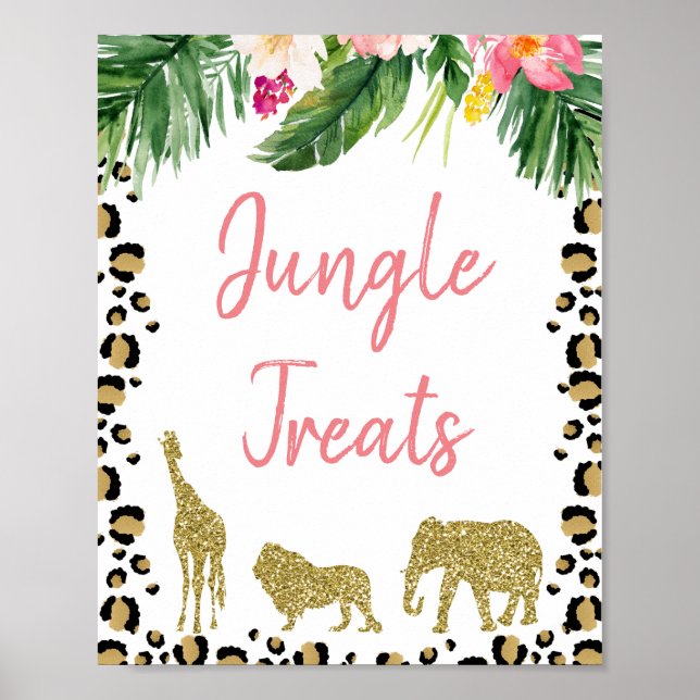 Cheetah Print Guld Glitter Safari Birthday-tecken Poster (Framsidan)