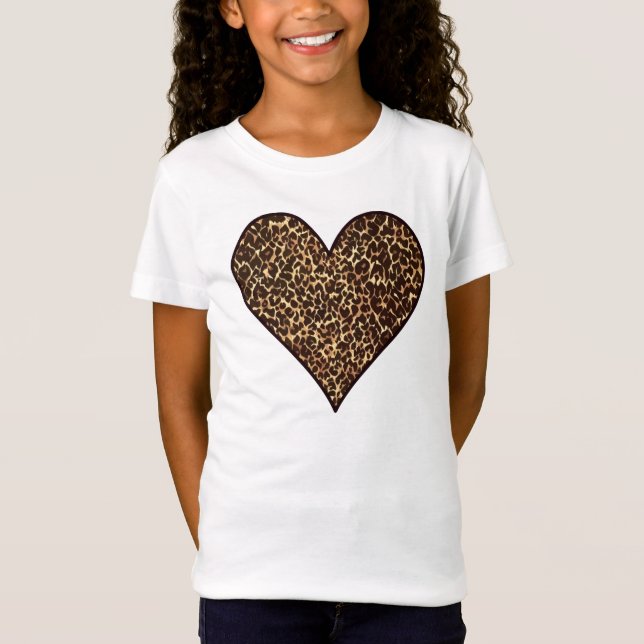 Cheetah Print Heart T Shirt (Framsida)