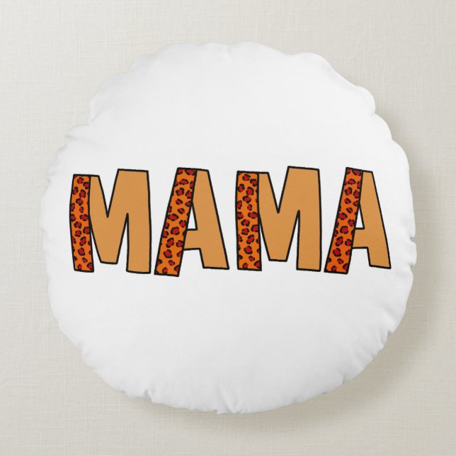 Cheetah Print Leopard Mamma Rund Kudde (Framsidan)