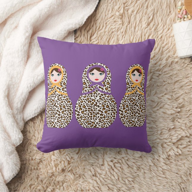 Cheetah Print Matryoshka Dekorativ kudde - Vild St (Filt)