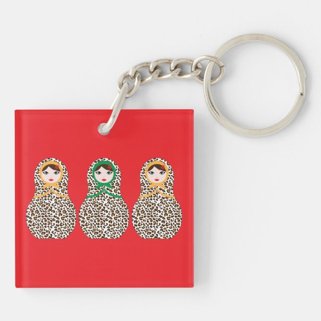 Cheetah Print Matryoshka Keychain (Baksidan)