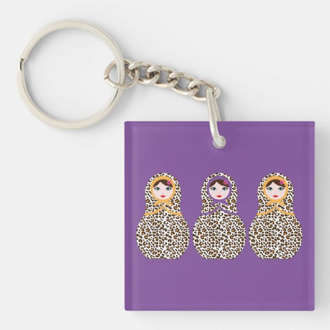 Cheetah Print Matryoshka Keychain (Framsidan)