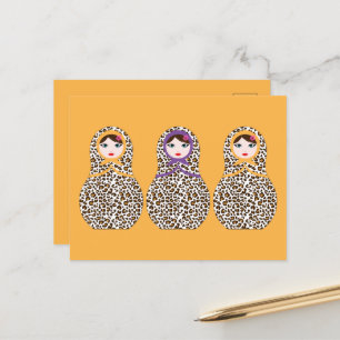 Cheetah Print Matryoshka vykort