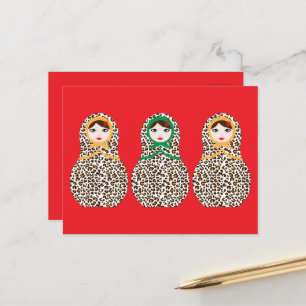 Cheetah Print Matryoshka vykort