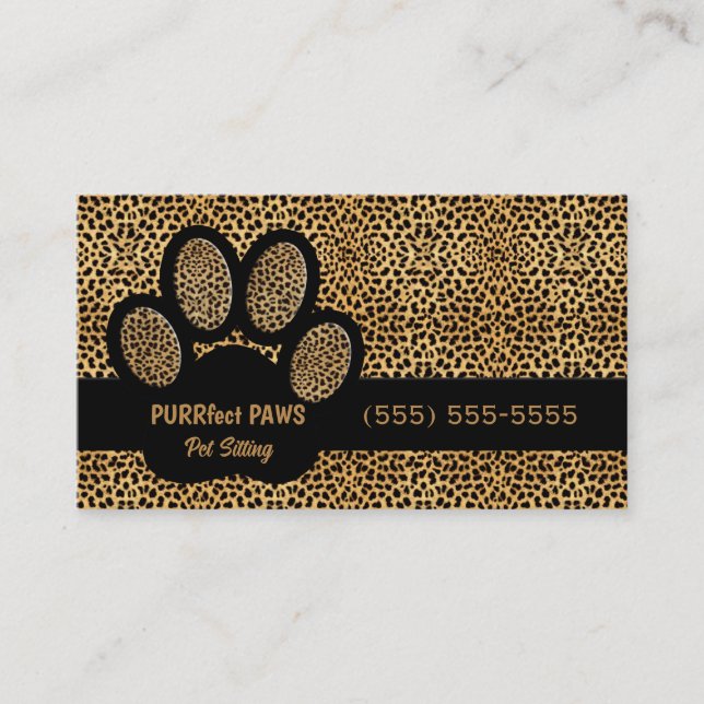 Cheetah Print med Anpassningsbar Tass Pet Sitter t Visitkort (Framsida)