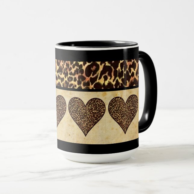 Cheetah Print med Hearts Mugg (Framsida höger)