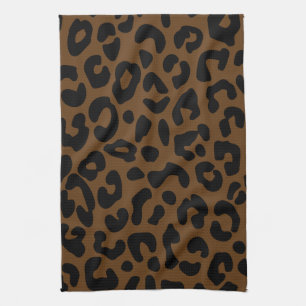 Cheetah Print Mönster Black Brown Kökshandduk