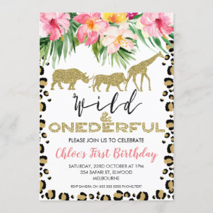 Cheetah Print Safari Vild Oenderful Birthday Inbjudningar