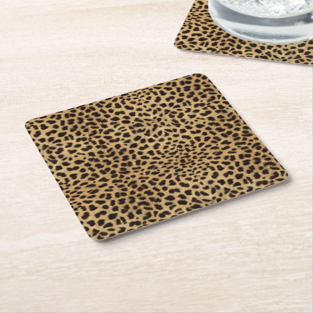Cheetah Print Underlägg Papper Kvadrat (Vinklad)