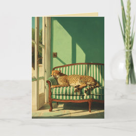 Cheetah Resting in Sunlit Room Kort