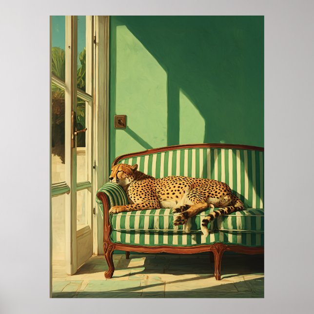 Cheetah Resting in Sunlit Room Poster (Framsidan)