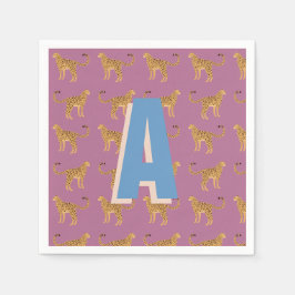 Cheetah, rosa leopard monogrammed pappersservett