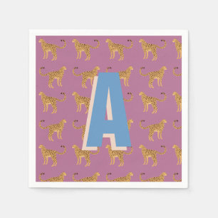 Cheetah, rosa leopard monogrammed pappersservett