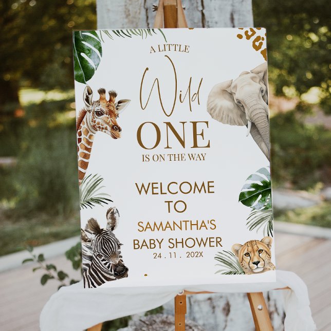 Cheetah Safari Wild One Baby Shower Welcome Sign Fototryck (Safari Baby Shower Welcome Sign, Safari Wild One Baby Shower Welcome Poster, Jungle Baby Shower Sign)
