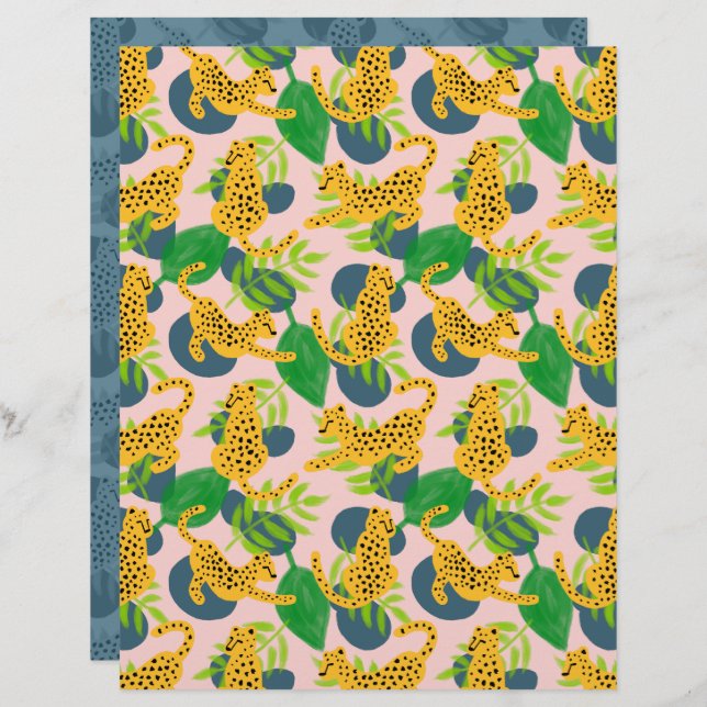 Cheetah Scrapbook Papper (Fram/baksida)