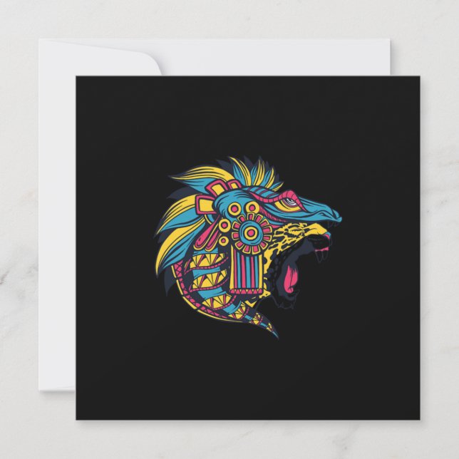 Cheetah Serpent Aztec Warrior Maya Inca Culture Gi Inbjudningar (Framsida)
