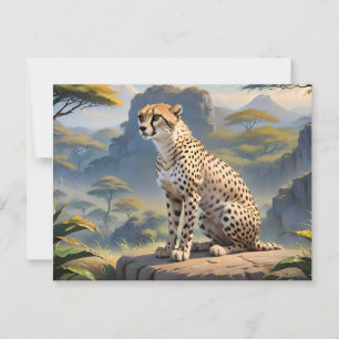 Cheetah sitta upp i vykort
