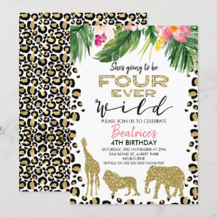 Cheetah Skin 4 Vildens födelsedagsinbjudan Inbjudningar