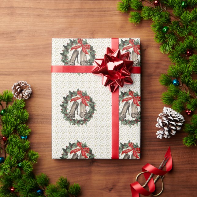 Cheetah Skriv ut Stiletto Wandeand Wrapping Papper Presentpapper (Julgåva)