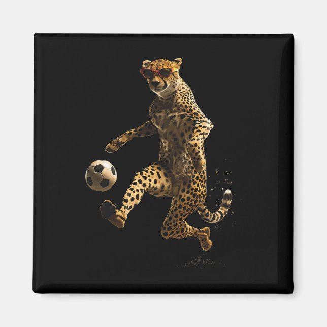 Cheetah Soccer Fotboll  Magnet (Framsidan)