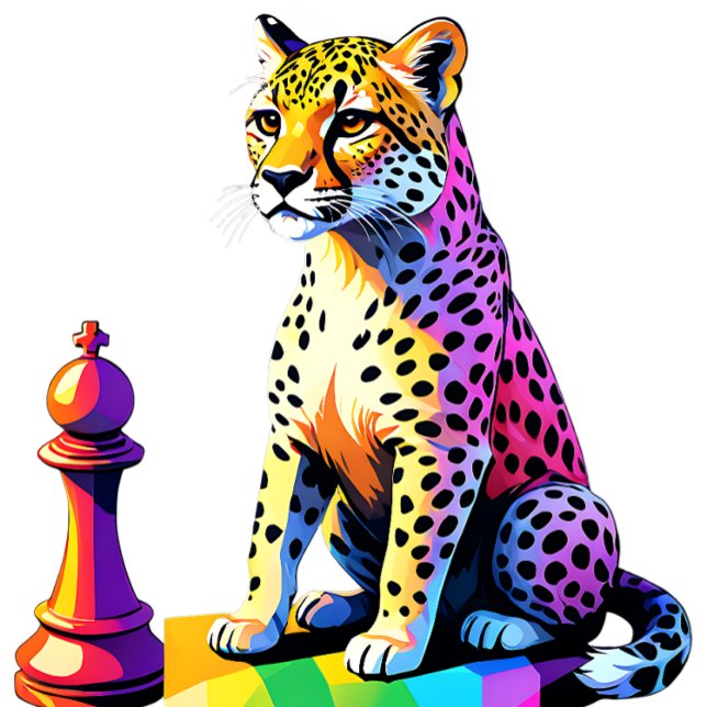 Cheetah Spelande Chess - Fastest Animal on Earth T Shirt (Cheetah playing chess cute T-Shirt.)