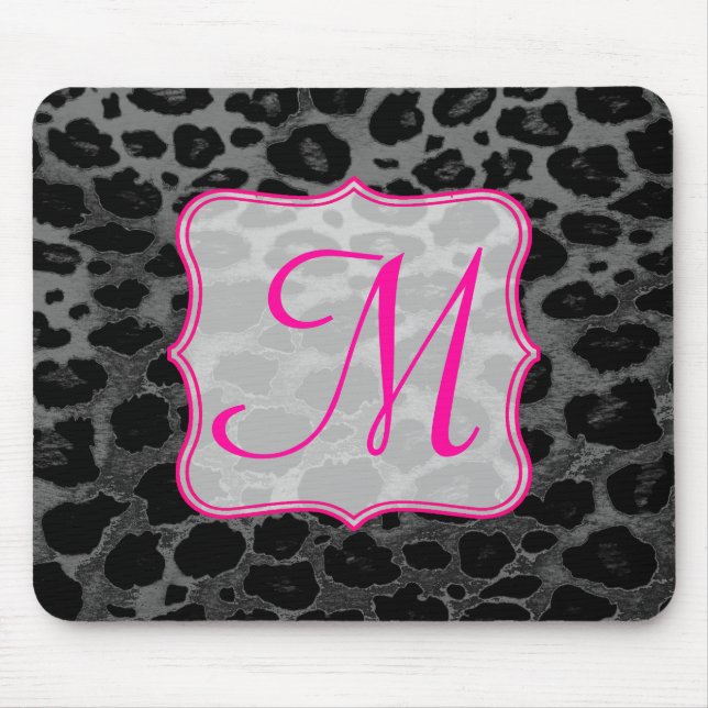 Cheetah Spot Animal Monogram Initial Mouse Pad Musmatta (Framsidan)