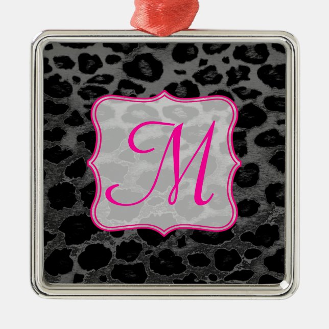 Cheetah Spot Animal Prin Monogram Initial Ornament (Framsidan)