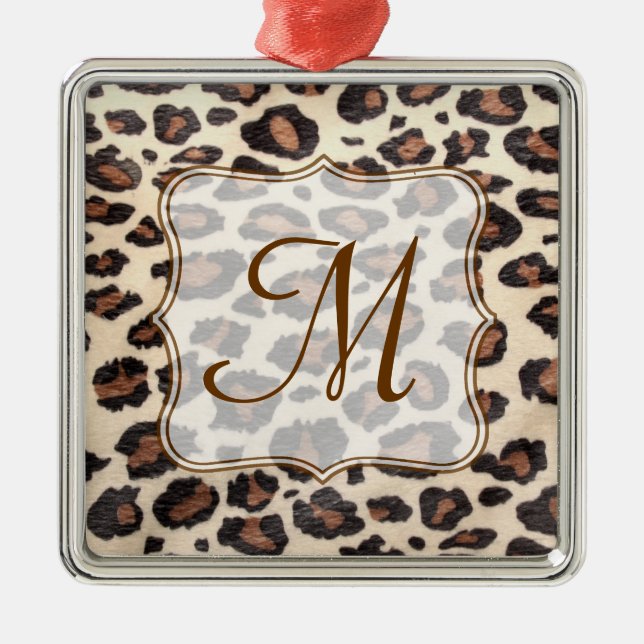 Cheetah Spot Animal Prin Monogram Initial Ornament (Framsidan)