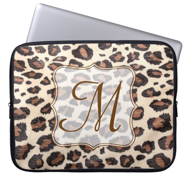 Cheetah Spot Animal Print Monogram 15-tums bärbar  Laptop Fodral (Framsidan)