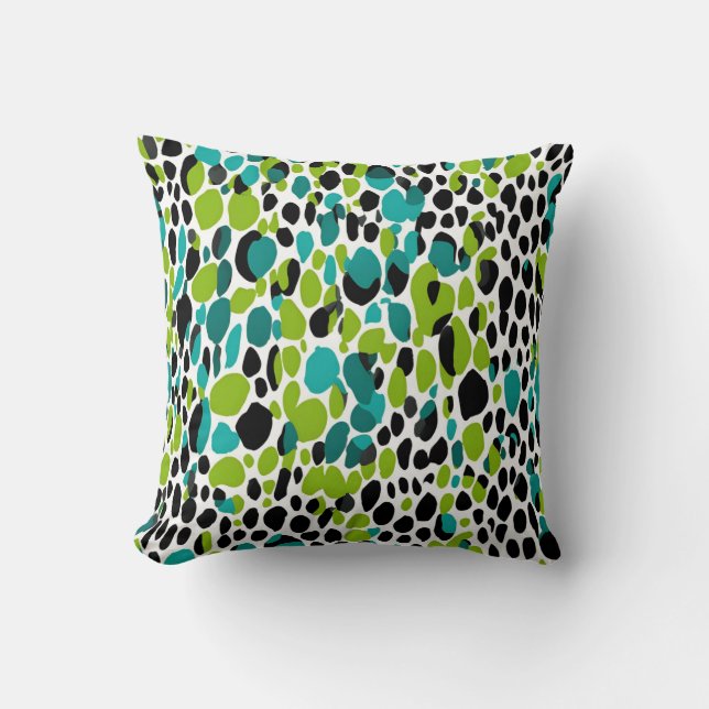 Cheetah Spots Animal Print Teal Blue Grönt Kudde (Framsida)