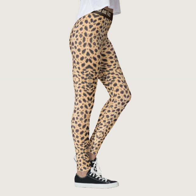 Cheetah Spots anpassar Vilden Text Live och gratis Leggings (Höger)