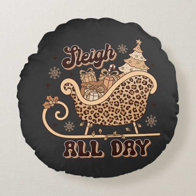 Cheetah Styled Christmas Pillow Rund Kudde (Framsidan)