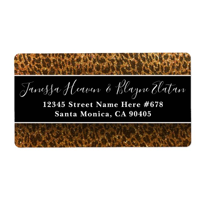 Cheetah Svart Guld Glitter Leopard Djurprint La Fraktsedel (Framsidan)