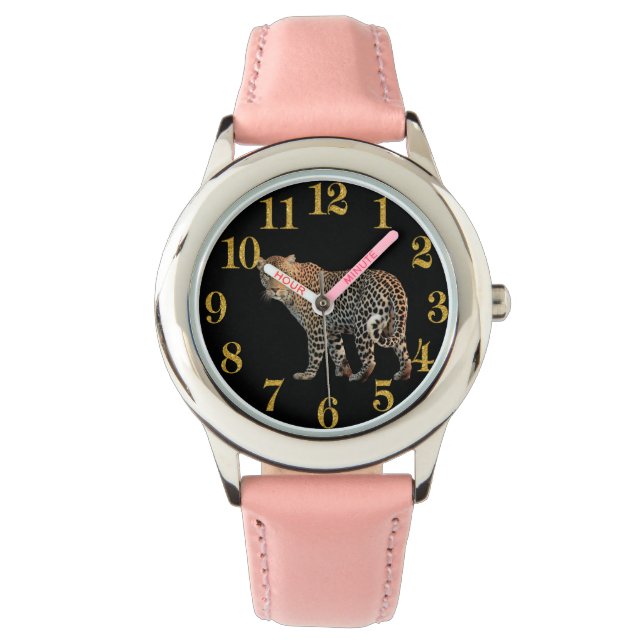 Cheetah-tid biet med guld nummer armbandsur (Framsida)