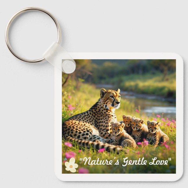 "Cheetah Unge at Play" Nyckelring (Framsida)
