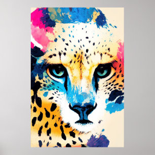 Cheetah Vild Nature Animal Färg Art Painting Poster