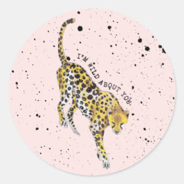 Cheetah Vild om dig Classroom Valentine Photo Runt Klistermärke