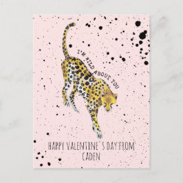 Cheetah Vild om dig Classroom Valentine Vykort