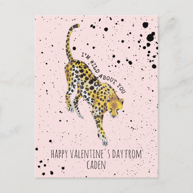 Cheetah Vild om dig Classroom Valentine Vykort (Framsida)