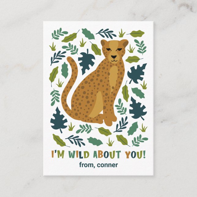 Cheetah-Vilden om dig i klassrummet Valentine Card Tilläggskort (Framsida)