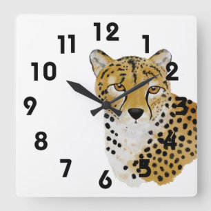 Cheetah Wall Clock Fyrkantig Klocka