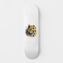 Cheetah Watercolor Bläck Splatter Skateboard