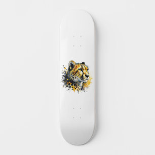 Cheetah Watercolor Bläck Splatter Skateboard
