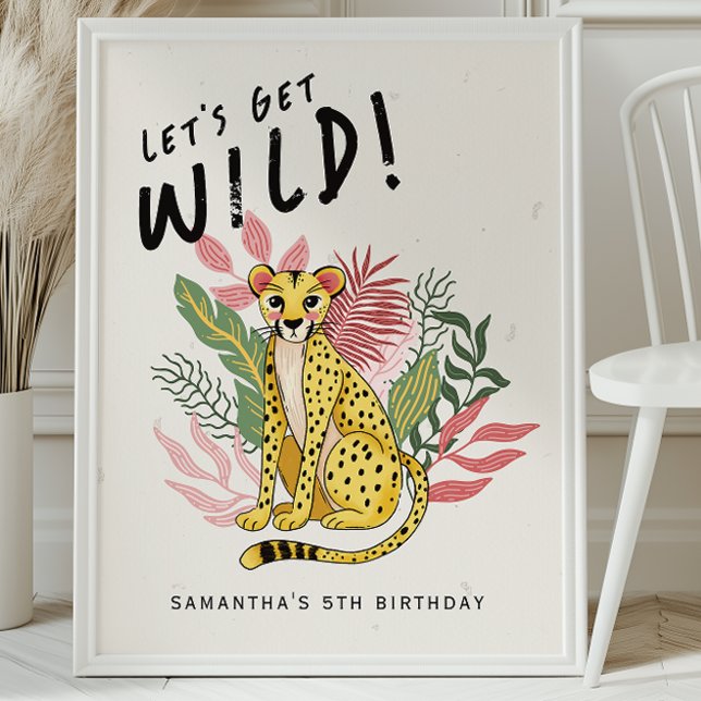Cheetah Wild Party Animals Kids Birthday Welcome Poster (Skapare uppladdad)
