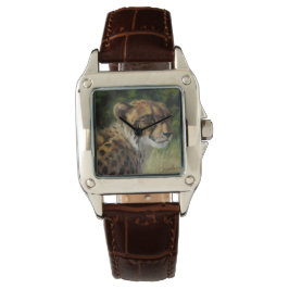 Cheetah Women's Wristwatch with Brown Leather Band Armbandsur