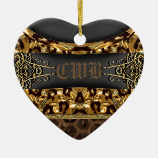 CheetahberlockMonogram Julgransprydnad Keramik (Framsidan)