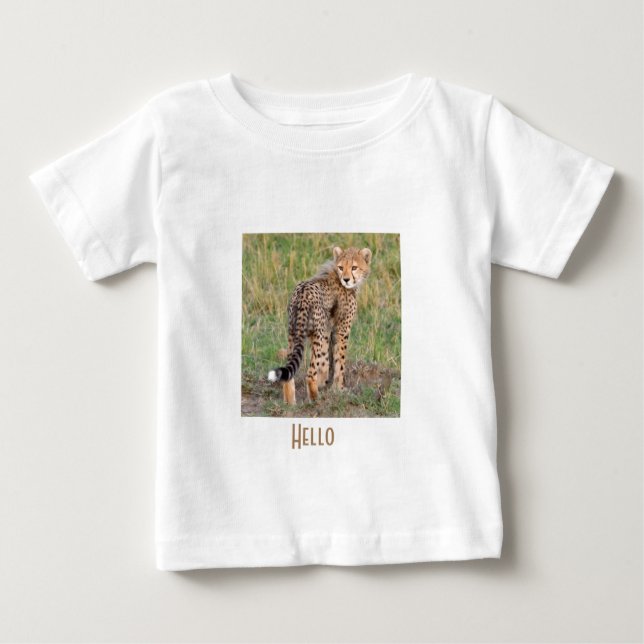 CheetahCublookAtYou.png Baby T-Shirt (Framsida)