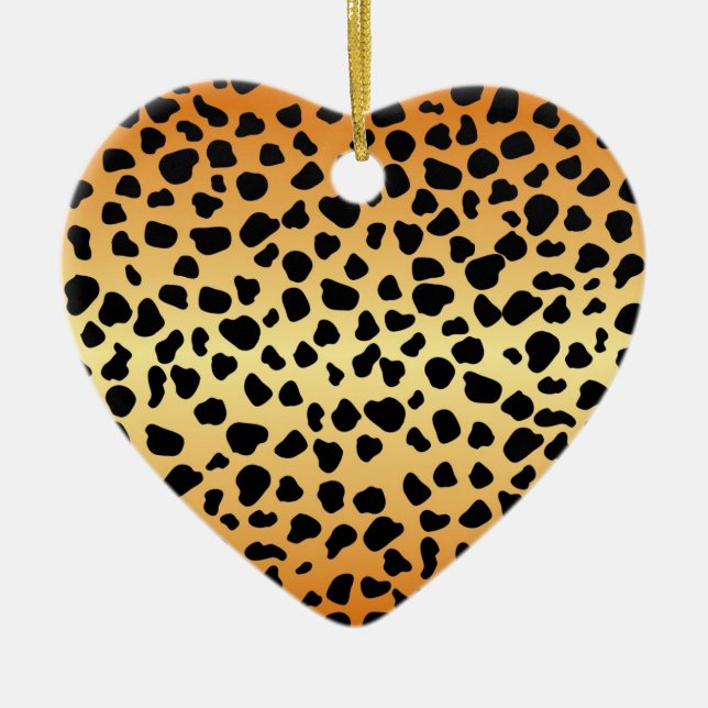 Cheetahfläckar - hjärtaprydnad julgransprydnad keramik (Framsidan)