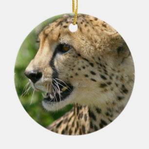 Cheetahkattprydnad Julgransprydnad Keramik