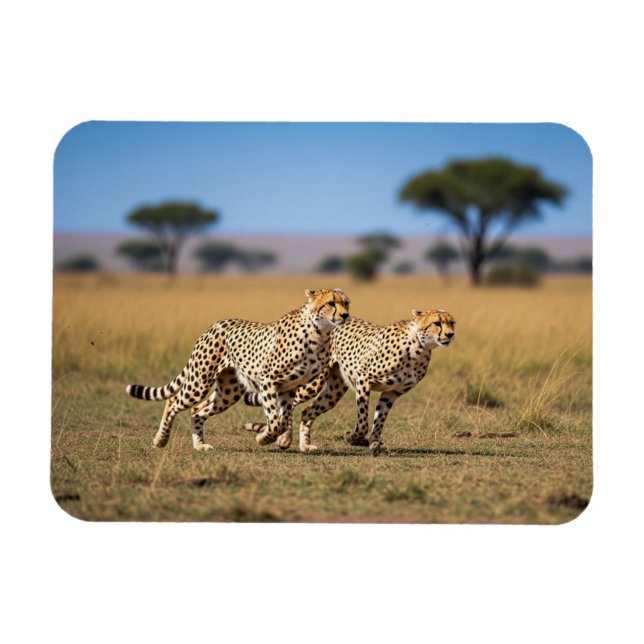 Cheetahs i Serengeti nationalpark Tanzania Magnet (Horisontell)